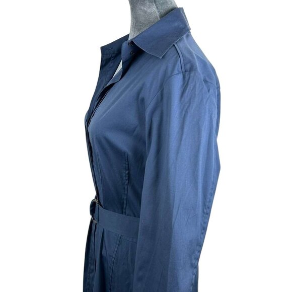 Hugo Boss Women's Size 8 Blue Dashina Belted Long Sleeve Shirt Dress - Picture 8 of 16